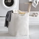 thumbnail image 3 of Cesta de lavandería plegable impermeable de color blanco con asa de madera, perfecta para el baño y el hogar, 3 of 8