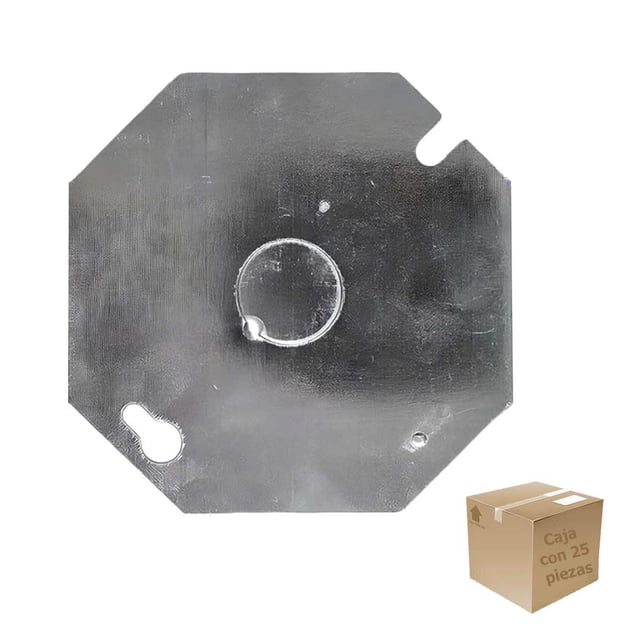 Pack 25 Pzs Tapa Metalica Octagonal De Acero plateado 10.5cm