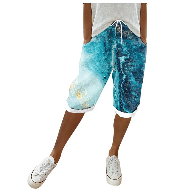 Afdoent Pants For Women Ladies Fashion Print Pocket Straight Tube Loose Stretch Yoga Pants Vacation Clothes