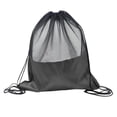 thumbnail image 4 of Mochila de malla con cordón ajustable, bolsa de baloncesto, mochila de día, tela de malla ligera Oxford Negro, 4 of 9