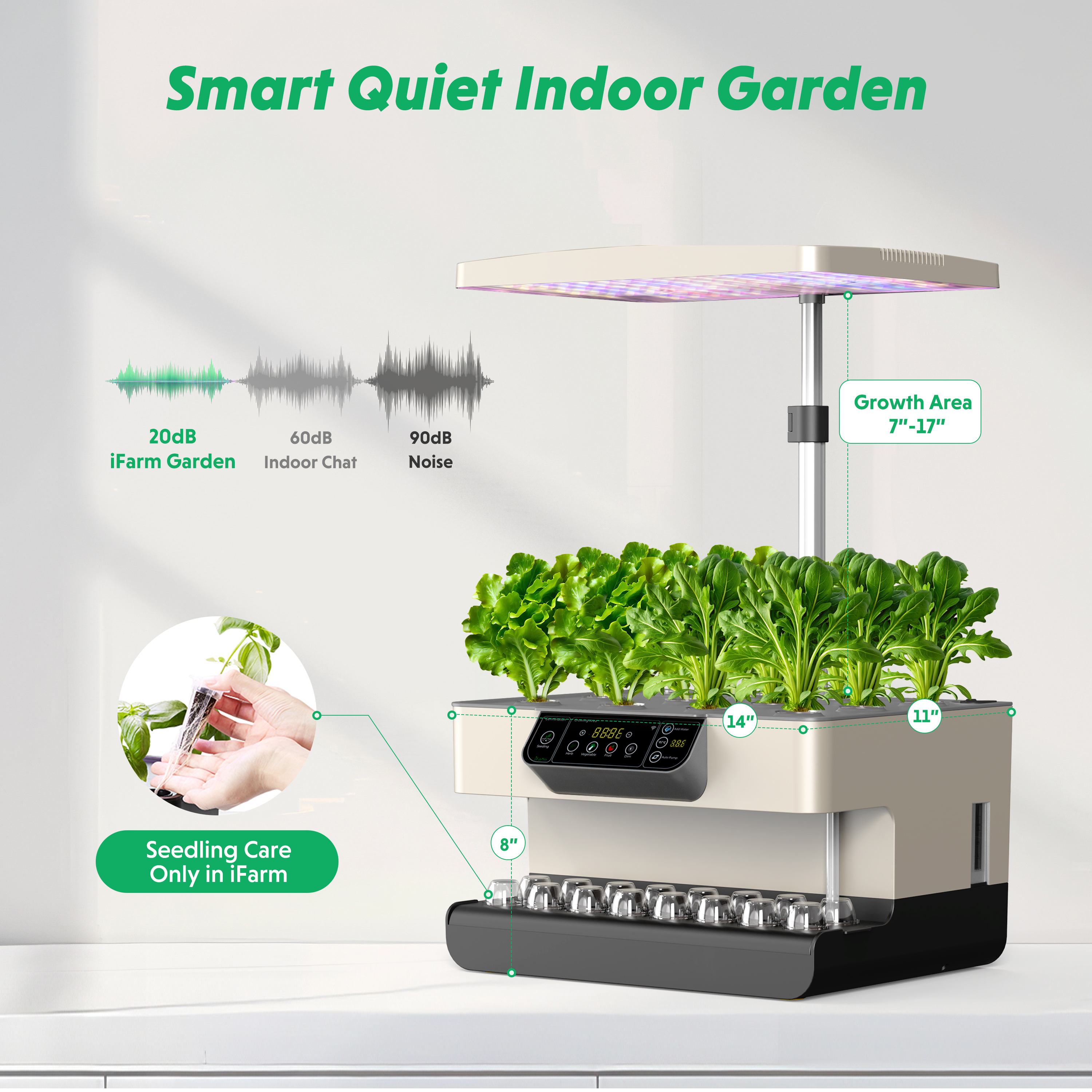 iFarm Hydroponics Growing System 28 Pods Indoor Garden with App Control 35W LED Grow Light, Water Shortage Alarm, Silent Pump, Complete Kit for Family Gardening (Seeds & Nutrients Not Included)