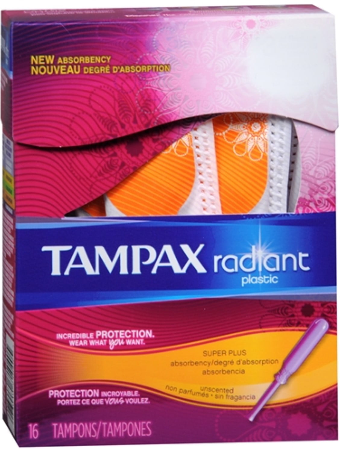Tampax Radiant Plastic Tampons Super Plus Absorbency, Unscented 16 ea