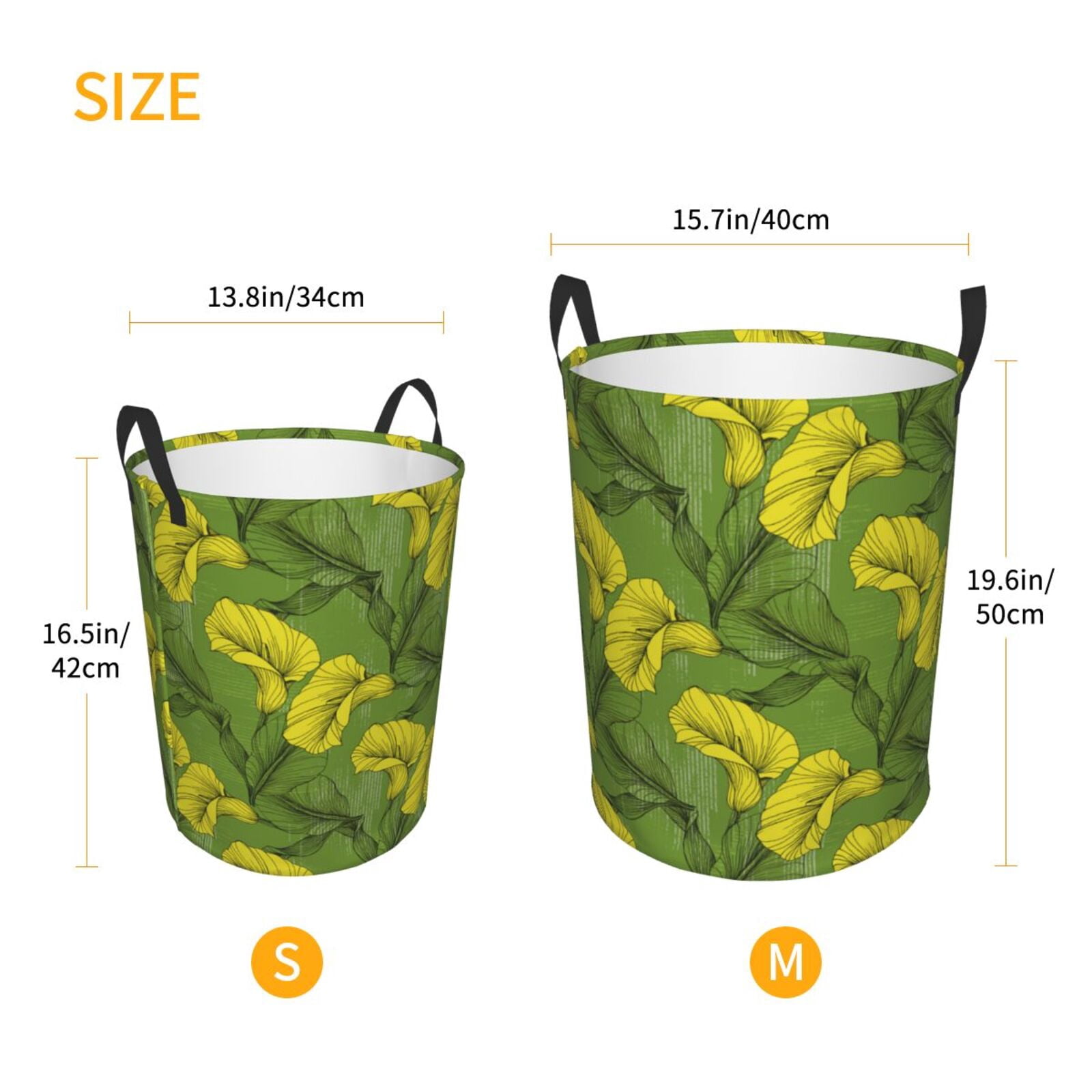 Large Laundry Basket with Handles - Gorgeous Calla Lily Flowers A Kids Baby Dirty Clothes Laundry Hamper for Bedroom Aesthetic