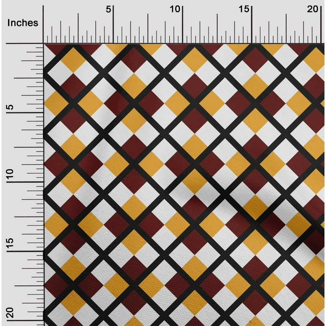 oneOone Viscose Chiffon Maroon Fabric Argyle Check Craft Projects Decor Fabric Printed By The Yard 42 Inches Wide
