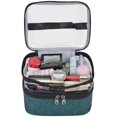 thumbnail image 4 of Bolsas de maquillaje Estuches de cosméticos de viaje de doble capa Organizador de maquillaje Bolsas de aseo -Verde oscuro, 4 of 5