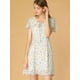 thumbnail image 3 of Vestido De Gasa Con Cuello En V Y Manga Con Volantes Floral Allegra K Blanco Azul XS, 3 of 6