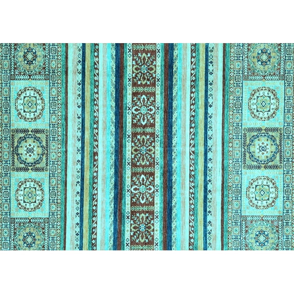Ahgly Company Indoor Rectangle Oriental Light Blue Modern Area Rugs, 2' x 5'