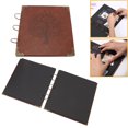 thumbnail image 1 of Refillable Album, PU Leather Iron Hoop Binder, DIY, Scrapbook, Black Card Pages, Large Capacity, with Retro Metal Corner Protectors, for DIY  Album, 1 of 7