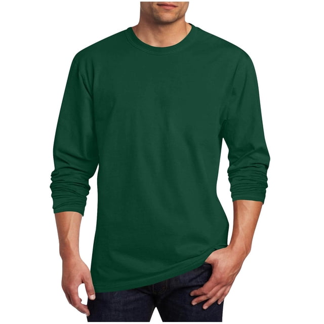 Floleo Haut à Manches Longues pour Hommes, Col Rond, Couleur Unie, Mode Classique, Vacances, Printemps et Automne, Sorties, Rassemblements, Fêtes Décontractées (Vert Armée, m)