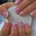 thumbnail image 1 of Presiona las uñas KSTBJN con punta francesa blanca y líneas de corazón x24, 1 of 6