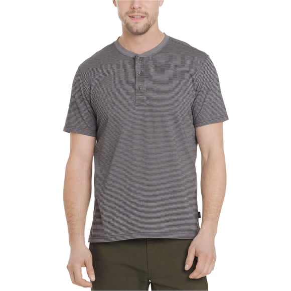 GH Bass & Co. Camiseta Henley con rayas para hombre, gris, pequeña