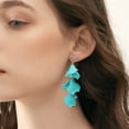 thumbnail image 3 of Ziurtnc 1 Pair Women Hanging Earrings Flower Shape Bohemian Style Petal Tassel Hollow Heart Lady Ear Jewelry Prom Beach Dangle Earrings, 3 of 8