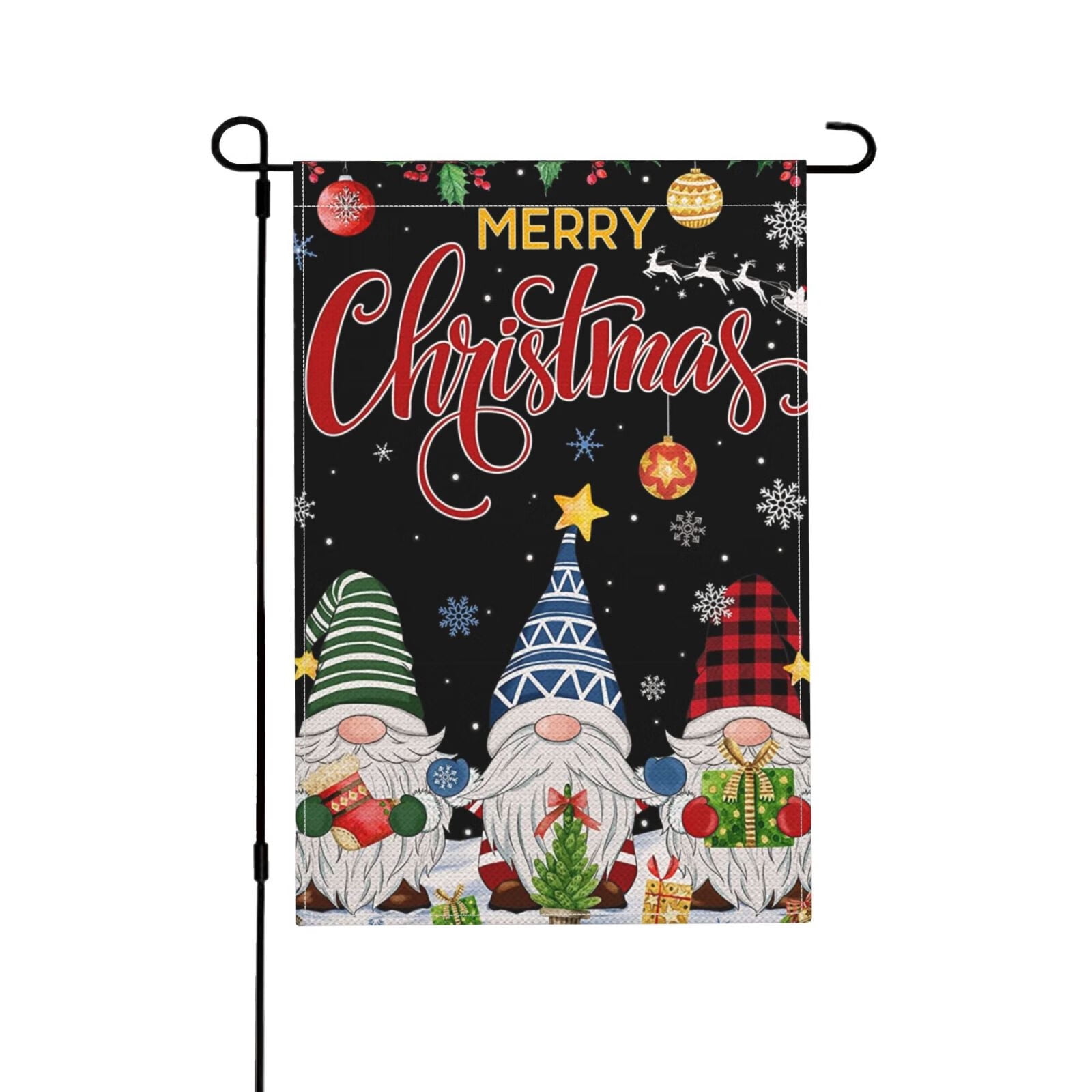 Merry Christmas Garden Flag ,Holiday Winter Garden Flag,Gnomes Merry