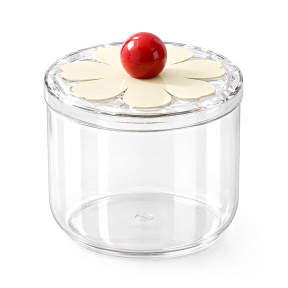 Aemutady Clear PET Food Storage Jar with Sealing Floral Lid, 30 fl oz