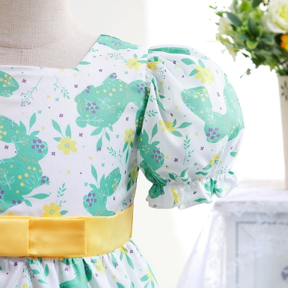 Vedolay Shirt Dress Sleeveless Tulle Mesh Flower Girl Party Dress,Green 3-4 Years