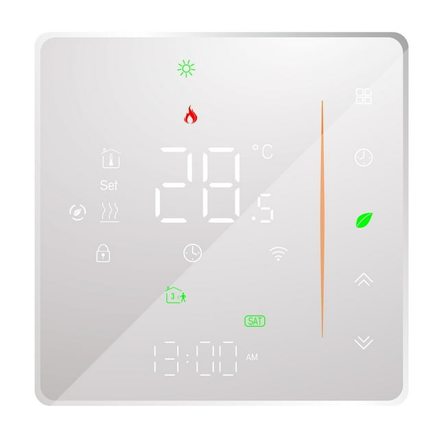 Contrôleur de Température Thermostat Intelligent Wi-Fi Programmable Hebdomadaire Prend en Charge le Contrôle Tactile/ Application Mobile/ Commande Vocale Compatible avec Alexa/ Google Home, pour Chauffage de l'Eau 5A Blanc