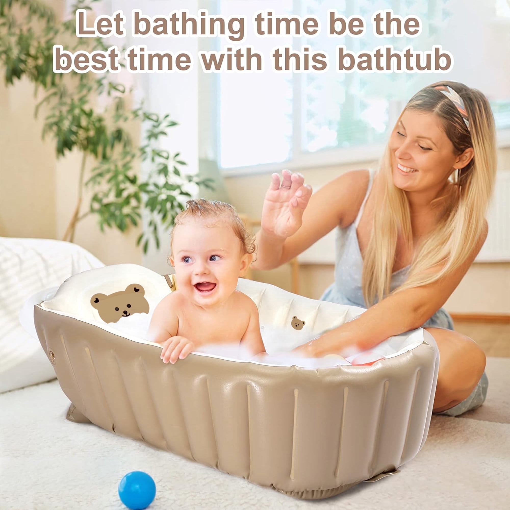 Morfone Inflatable Baby Bathtub for Newborn to Toddler, Portable Baby Tub with Built-in Air Pump, Collapsible Shower Basin for Easy Storage