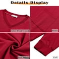 thumbnail image 5 of MOSHU Color Block T Shirts for Women V Neck Long Sleeve Womens Shirts Loose Fall Tops with Pocket, 5 of 8
