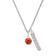 thumbnail image 1 of Delight Jewelry 10mm Orange Crystal Drop Silvertone Fearless Bar Charm Necklace, 23", 1 of 4