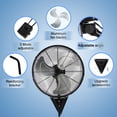 thumbnail image 6 of 20” Wall Mount Fan 7000 CFM High Velocity Industrial Heavy Duty Fan with 3-Speed Oscillating Commercial Use for Warehouse, Garage, Factory, Black, 6 of 8