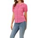 thumbnail image 4 of CAMISA DE BOTONES CON CUELLO PLEAT Y MANGAS PUFF FLORAL PARA MUJER INSPIRADA EN CHIC, SANDÍA L, 4 of 7