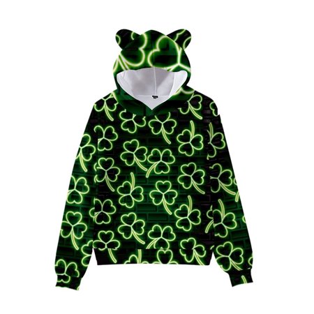 

THE WILD General Children s Sweater St Patrick s Print Cute Cat Ear Hat Long Sleeve Sweater