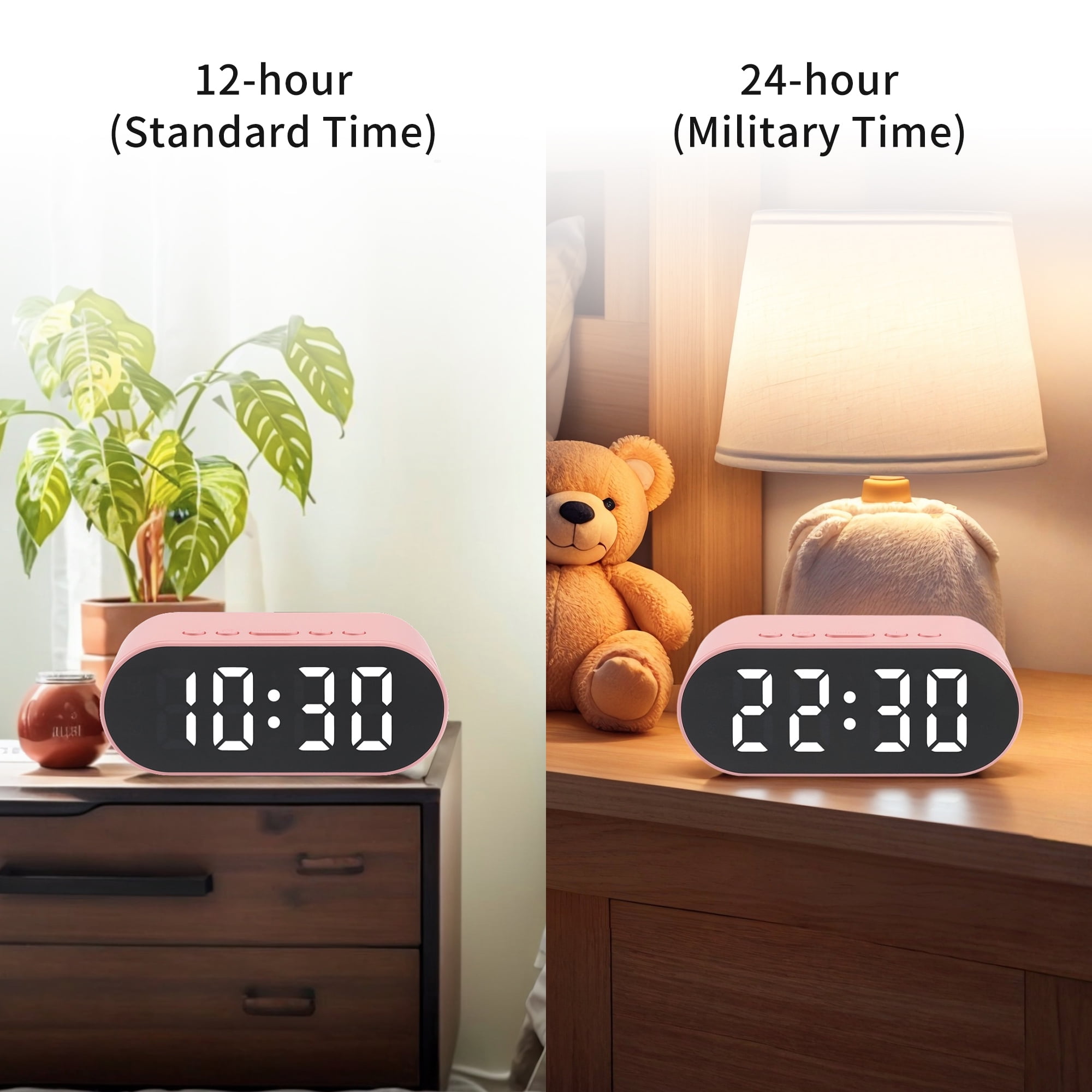Unique Bargains Adjustable Volume Compact Digital Alarm Clock White 4.1"L x 1.6"W x 1.6"H