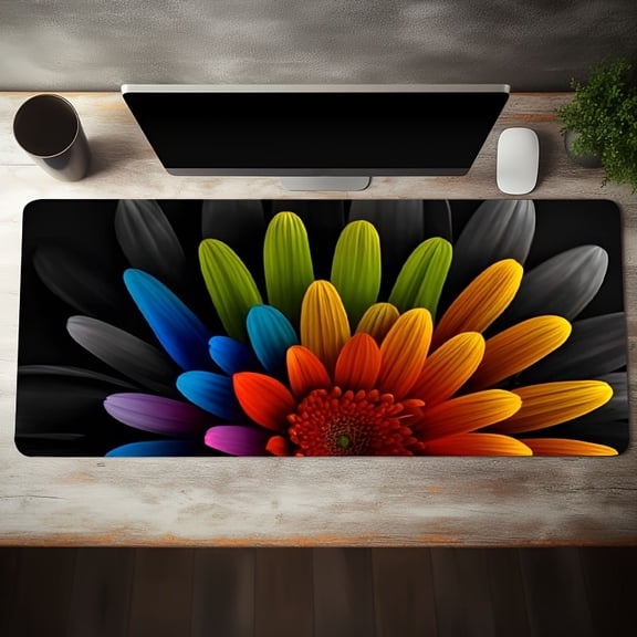1pc Colorful Flower Cool Mouse Pad Game Large Black Mouse Pad Desk Mat Office Mat
