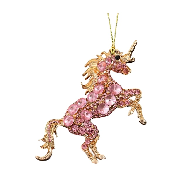 Adornos de caballos para el árbol de Navidad Adorno colgante de caballo de acrílico 2D con brillantes Regalo para mujeres, niñas y amantes de los caballos