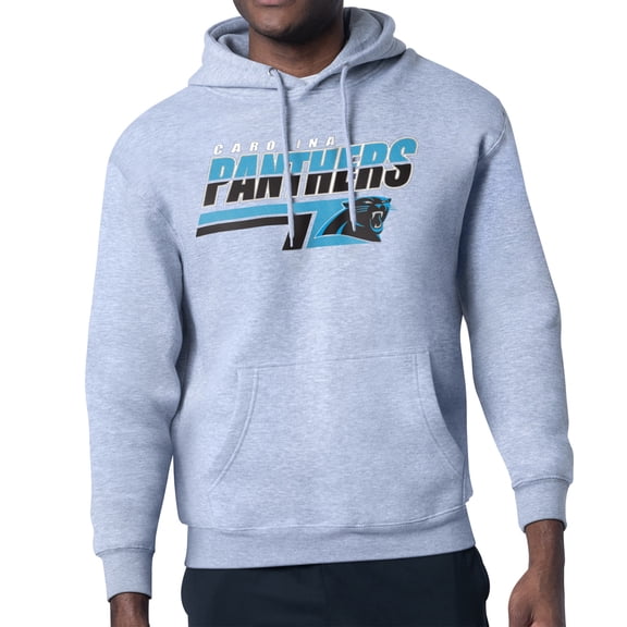 Men's Starter Heather Gray Carolina Panthers Logo Push Graphic Hoodie