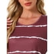 thumbnail image 5 of Camisón de noche para mujeres INSPIRE CHIC, cuello redondo, mangas cortas, vestido de dormir a rayas, 3XL rojo, 5 of 6