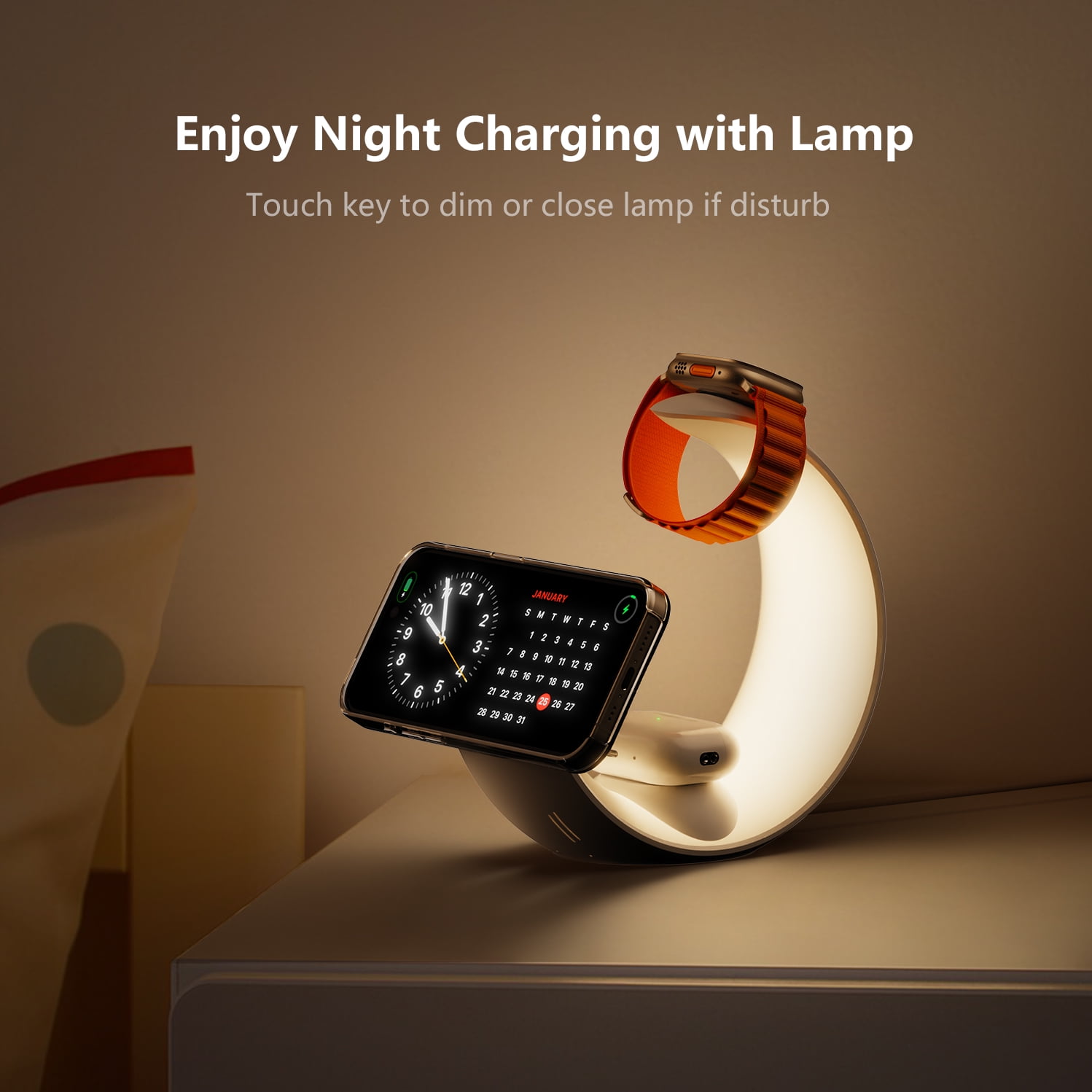 4 in 1 Charging Station for Apple Magnetic Wireless Charger for iPhone 16 15 14 13 12 11 9 8 All Series with RGB Night Light & for Apple Watch Charger & for AirPods 4 with ANC/3/2/Pro