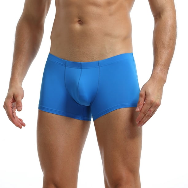 Men's Solid Ice Silk Underwear, Sexy and Breathable Boxer Briefs
