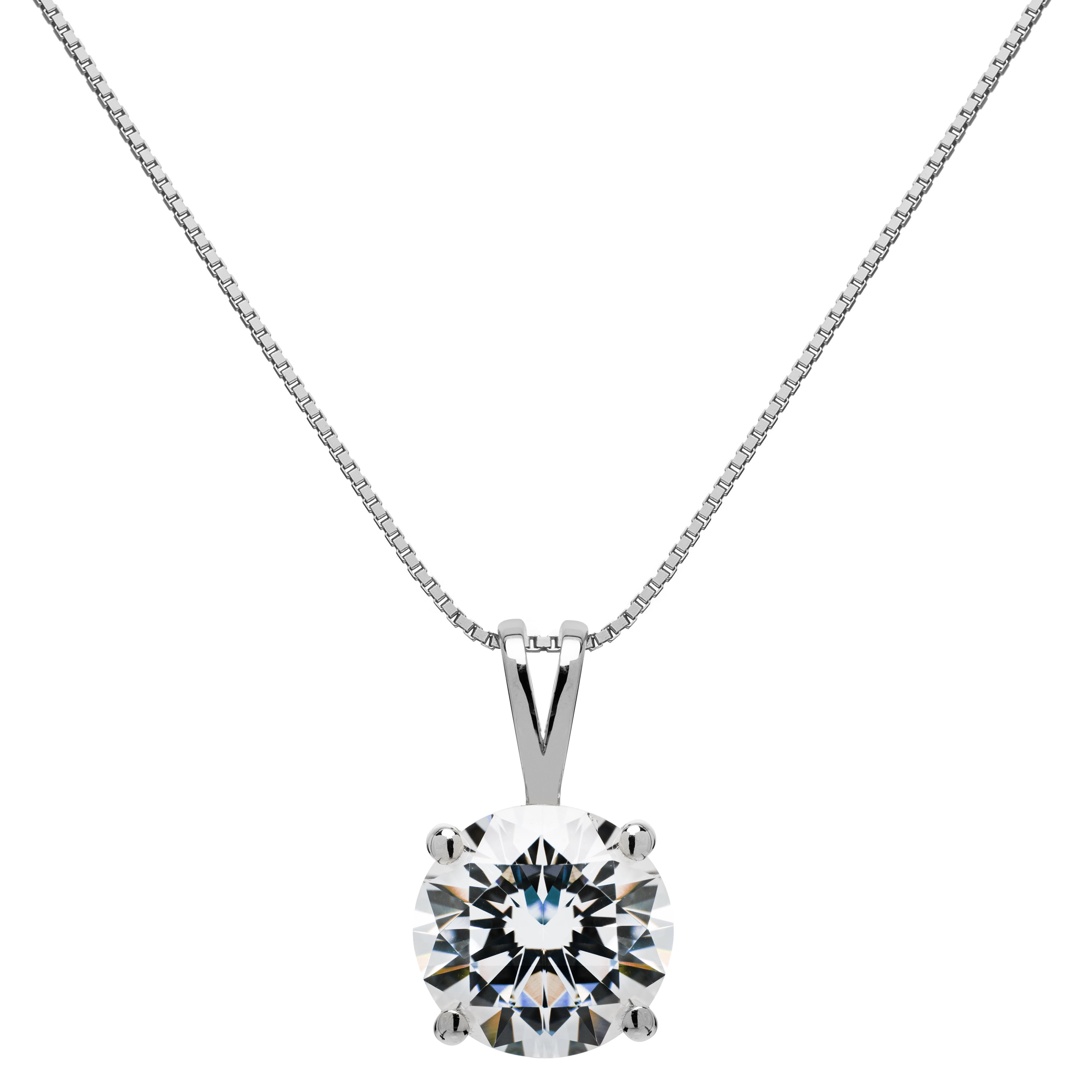 Everyday Elegance - 14K Solid White Gold Pendant Necklace | Round Cut