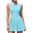 thumbnail image 1 of ATTRACO Robe de Tennis pour Femmes, Robe Polo Côtelée de Golf à Demi-Glissière, Robe d'Entraînement Plissée avec Short et Soutien-Gorge Intégrés, 1 of 8