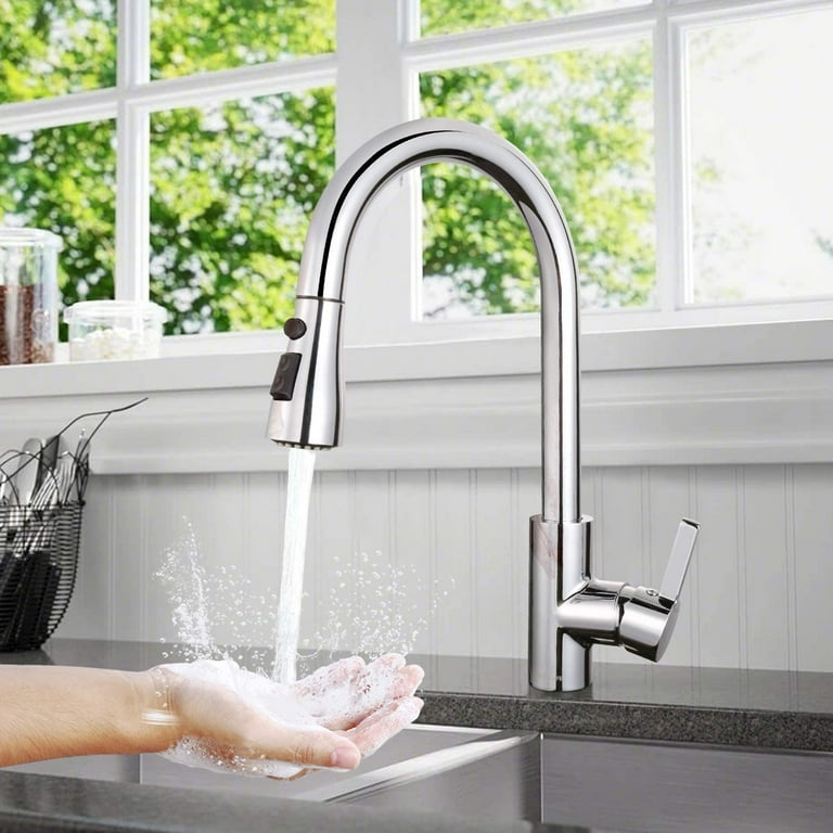 Brushed Nickel Kitchen Sink Faucet Waterfall Pull Down Sprayer Swivel Mixer  Tap