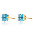 thumbnail image 5 of 14K Solid Yellow Gold 6mm Princess-Cut Square Swiss Blue Topaz Studs Gemstone Solitaire Earrings December Birthstone Jewelry, 5 of 11