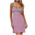 thumbnail image 1 of yoeyez Robes Soleil Femmes Été Décontracté Rayé Mini à Bretelles Robe d'Été Col Rond Boutons Tunique Robe Courte Fluide Sans Manches Robes de Plage Multicolore,P, 1 of 6