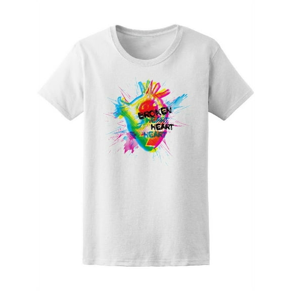 Colorful Broken Heart T-Shirt Women -Image by Shutterstock, Female XX-Large