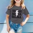 thumbnail image 2 of NINGMENG Hauts et T-Shirts pour Filles, Été, Fête des Mères, Imprimé Lettre, Col Rond, Manches Courtes, Ample, Décontracté, Gris, 8-9 Ans, 2 of 4