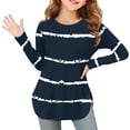 thumbnail image 2 of Favoffer Girls Long Sleeve T Shirts Round Neck Curve Hem Side Slit Basic Casual Loose Tunic Soft Tops 3-12Y, 2 of 6