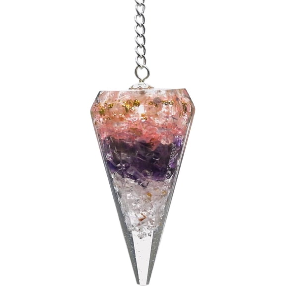 Clear Quartz/Rose Quartz/Amethyst (Layered) Orgone Crystal Pendulums for Divination and Dowsing