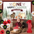 thumbnail image 3 of One Happy Camper Birthday Decoration Boys, Camping 1st Birthday Backdrop Cake Topper One High Chair Banner Lumberjack Balloons Number 1 Foil Balloon for Adventure Wild One Party, 3 of 6