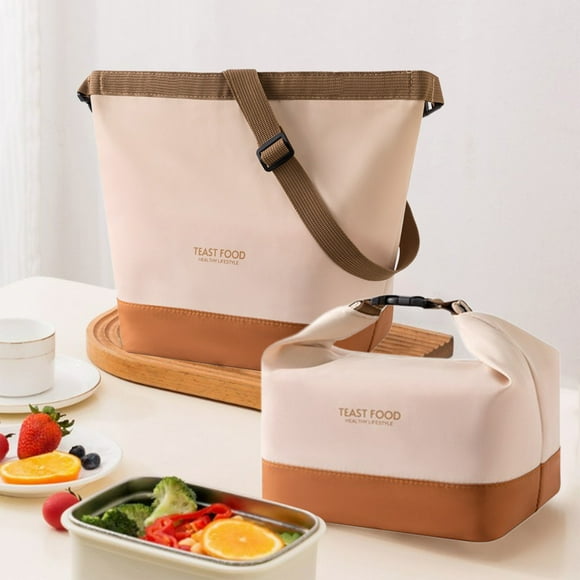 Lunchbag Adult Men Wide Lunch Bag, Office Lunch Bag for Women, Modern Picnic Lunch Bag, Womens Lunch Bags for Work Insulated, Beige