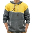 thumbnail image 3 of UVEASISHA Knit Sweater Hoodies for Men Vintage Colorblock Patches Pullover Sweaters Zip Up Drawstring Hooded Jumper Tops 2025 Fall Fashion Knitted Sweatshirt Yellow S, 3 of 8