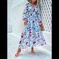 thumbnail image 4 of Vestido Bohemio Informal de Larga con Escote en V Profundo para Mujer Azul L, 4 of 10