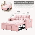thumbnail image 2 of ShiKeyi 3 in 1 Convertible Sleeper Futon Sofa Bed, 55" Pull Out Sofa Bed with Storage Pocket/Side Pocket/2 Pillows for Living Room, Pink, 2 of 5