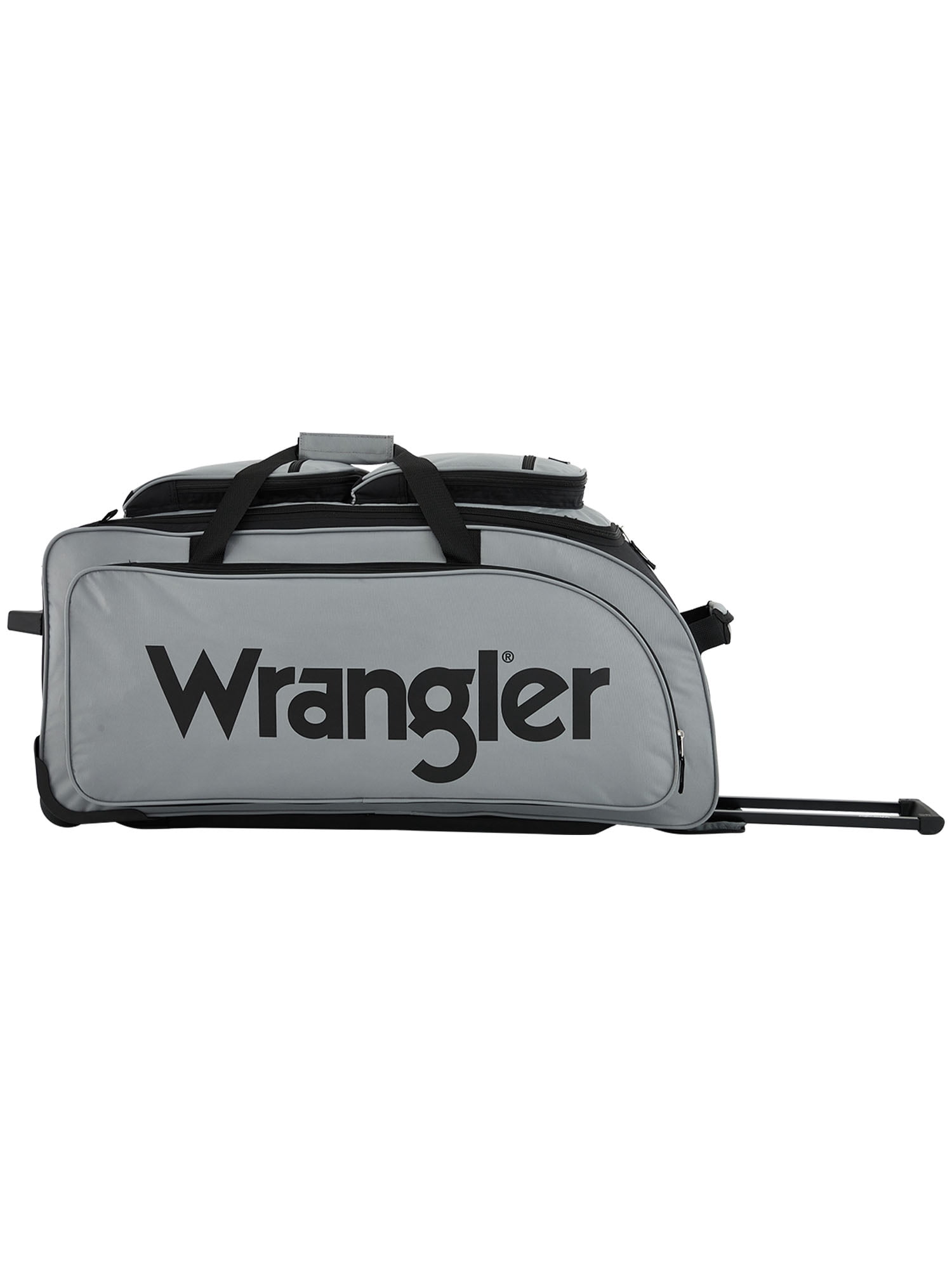 Wrangler 30-inch Large Multi-Pocket Upright Rolling Duffel Bag for Travel, Gray