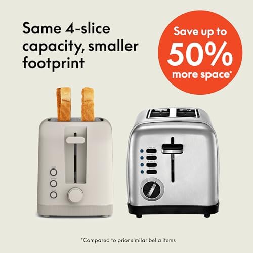4 Slice Slim Toaster, Fits-anywhere™ Kitchenware, 6 Setting Shade Control with Reheat & Cancel Buttons, Fits Sourdough, 10” Long Slot, Anti Jam & Auto Shutoff, 900 Watt, Oatmilk