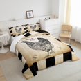 thumbnail image 4 of Funny Rooster Comforter Set Full Size, Farm Animal Bedding Set Chicken Gifts For Chicken Lovers, Rustic Farmhouse Duvet Insert Black White Buffalo Plaid Down Comforter With 2 Pillow Cases, 4 of 6